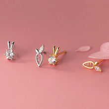 Load image into Gallery viewer, Hasen Karotten Ohrstecker aus Silber