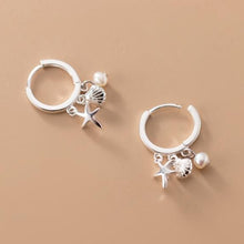 Load image into Gallery viewer, Muschel-Stern-Perlen Ohrring aus Silber