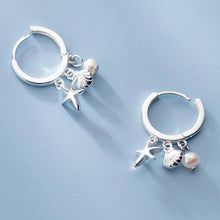 Load image into Gallery viewer, Muschel-Stern-Perlen Ohrring aus Silber