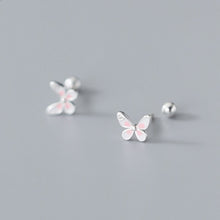 Load image into Gallery viewer, Pinke Schmetterling Ohrstecker aus Silber