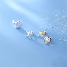 Load image into Gallery viewer, Seestern-Muschel Ohrstecker aus Silber