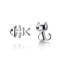 Load image into Gallery viewer, Katzen-Fischgreten Ohrstecker aus Silber