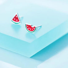 Load image into Gallery viewer, Wassermelonen Ohrstecker aus Silber