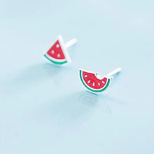 Load image into Gallery viewer, Wassermelonen Ohrstecker aus Silber