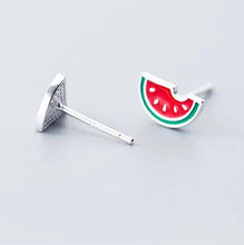 Load image into Gallery viewer, Wassermelonen Ohrstecker aus Silber