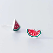 Load image into Gallery viewer, Wassermelonen Ohrstecker aus Silber