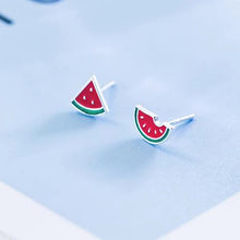 Load image into Gallery viewer, Wassermelonen Ohrstecker aus Silber