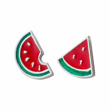 Load image into Gallery viewer, Wassermelonen Ohrstecker aus Silber