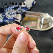 Load image into Gallery viewer, Wassermelonen Ohrstecker aus Silber