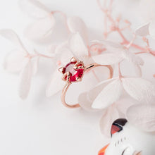 Load image into Gallery viewer, Roter Katzen Ring aus Silber