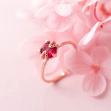 Load image into Gallery viewer, Roter Katzen Ring aus Silber