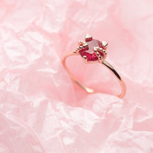 Load image into Gallery viewer, Roter Katzen Ring aus Silber