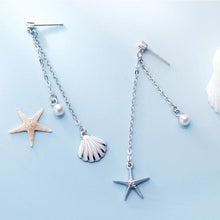 Load image into Gallery viewer, Seestern-Muschel Ketten Ohrstecker aus Silber