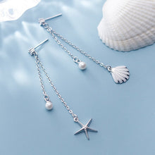 Load image into Gallery viewer, Seestern-Muschel Ketten Ohrstecker aus Silber