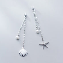 Load image into Gallery viewer, Seestern-Muschel Ketten Ohrstecker aus Silber
