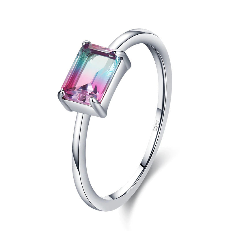 Pink Blauer Ring aus Silber