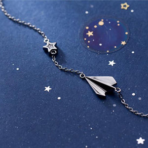 Silver Paper Plane Star Bracelet