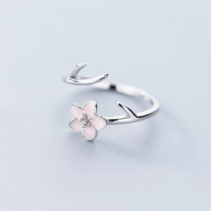 Roser Blumen Ring aus Silber