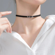 Load image into Gallery viewer, Black Choker with Silver Pendant
