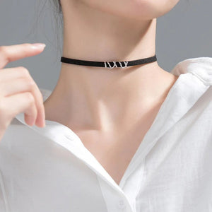 Black Choker with Silver Pendant