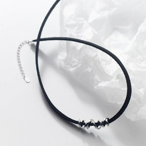 Black Choker with Silver Pendant