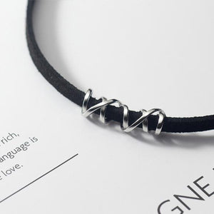 Black Choker with Silver Pendant