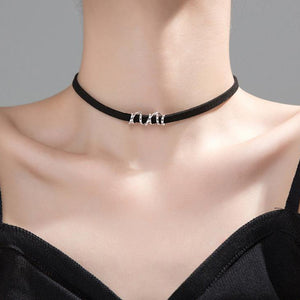 Black Choker with Silver Pendant