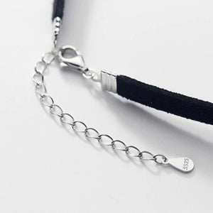 Black Choker with Silver Pendant