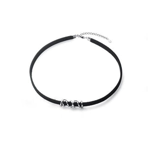 Black Choker with Silver Pendant